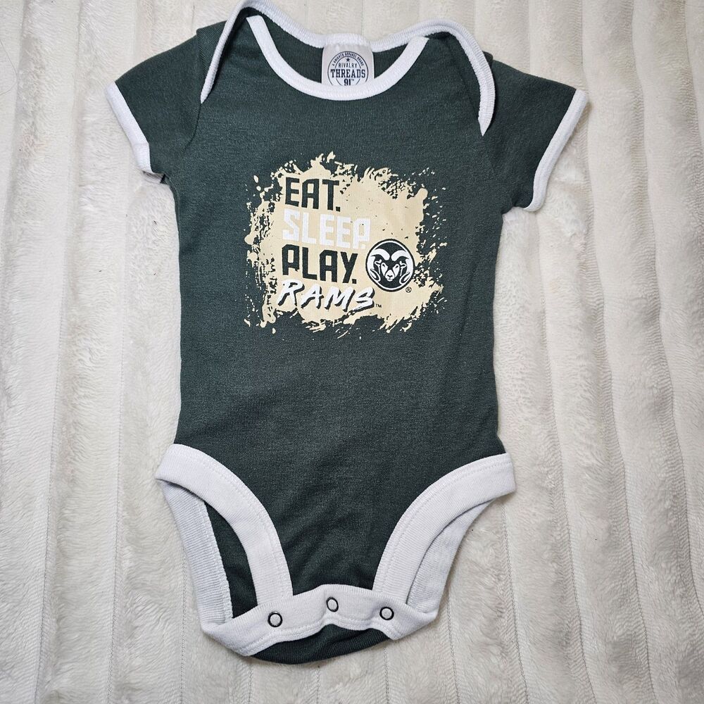 Colorado State Rams (CSU) Baby One-Piece Bodysuit Eat Sleep Play Rams 3-6M